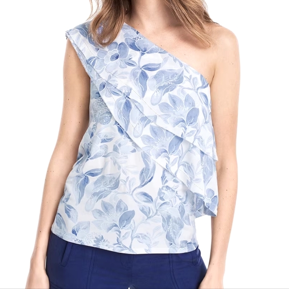 EUC WHBM | Tiered One Shoulder Floral Top - Picture 1 of 3